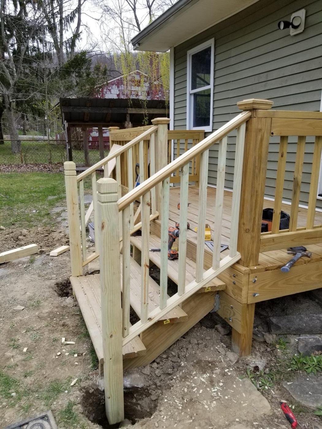 Deck stairs and railing build by Tigre General Construction, Dutchess County NY